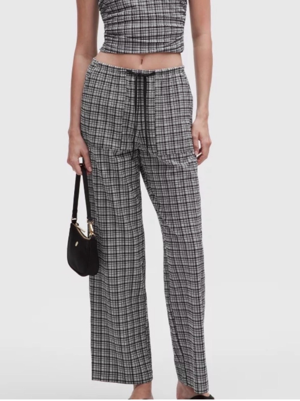 Lululemon Seersucker Check Mid Rise Pull On Pants Size XXS